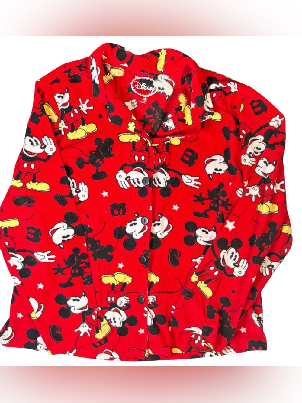 Disney Mickey Mouse Red Fleece Pajama Sleep Top 2X